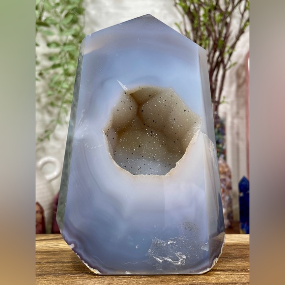 Other - 1615 Blue Agate Crystal Tower with Large Druzy Cave